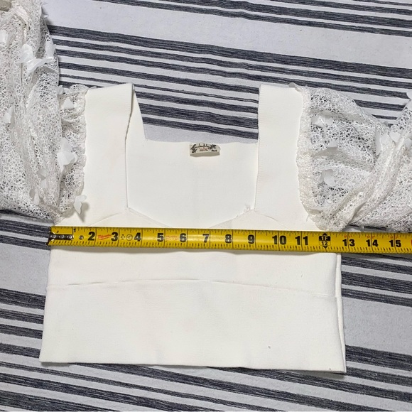 Intimately Free People White Flutter Butterfly‎ Mesh Sleeves Crop Top Small - Picture 7 of 10